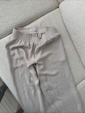 Babaton Light Beige Elastic-Waist Women's Trousers